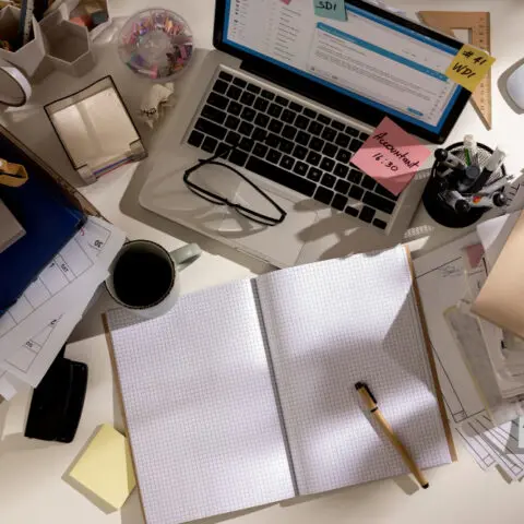 Image showing steps for organising an extremely messy office