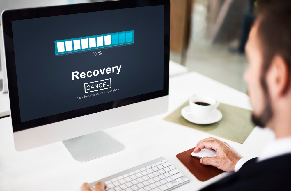 Software recovering lost data on a computer screen