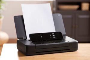 a desktop printer, revealing huge bills labelled "Hidden Business Print Costs," illustrating true costs. Maximise savings.