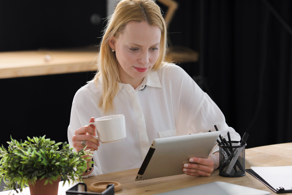 Lancashire professional uses a tablet to maximise digital document management benefits and streamline SME paperwork.